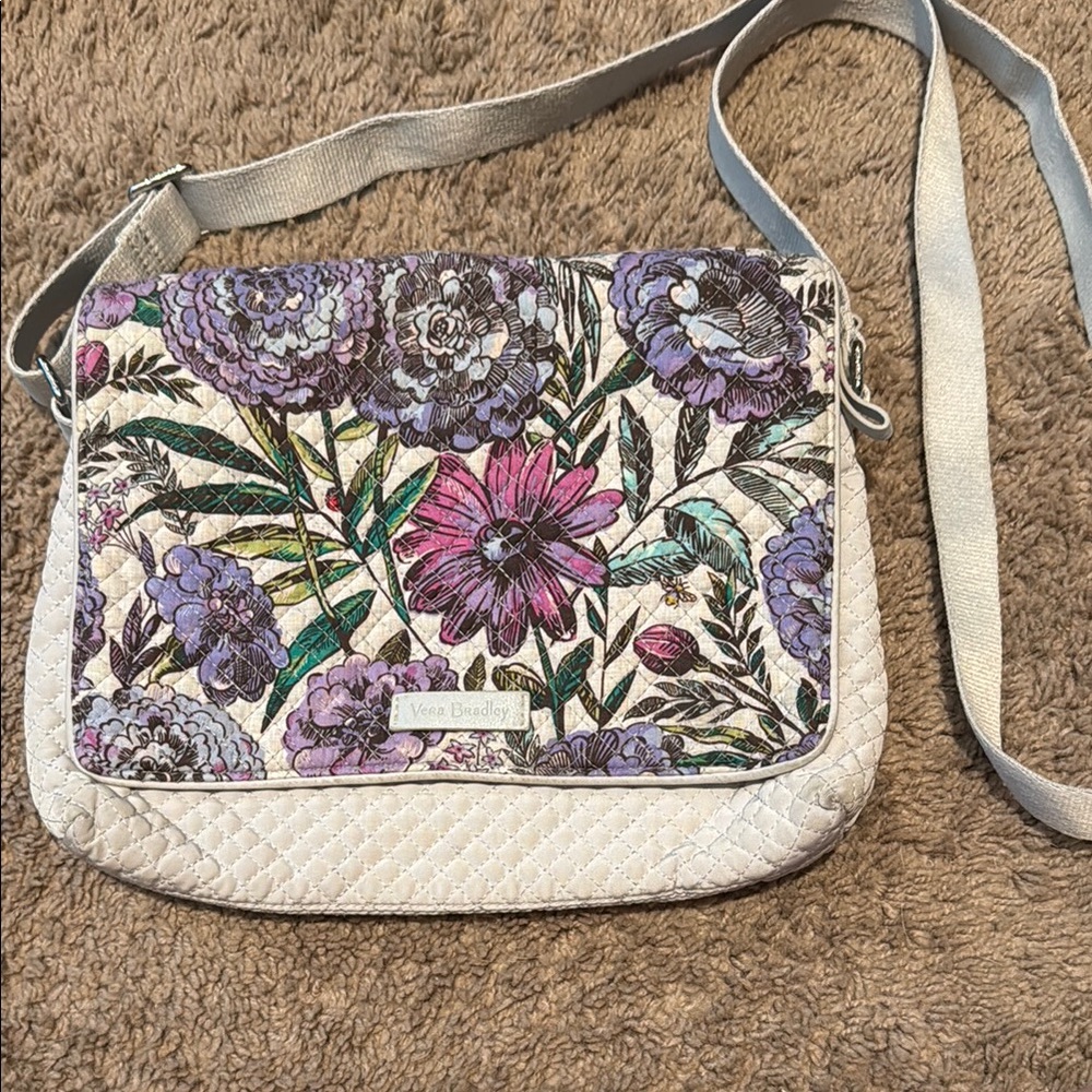 Vera Bradley Floral Crossbody Bag - Purple and Grey